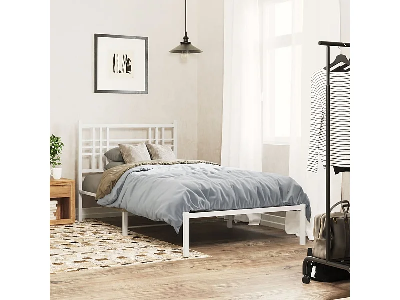Estrutura de cama em metal com cabeceira 107x203 cm branco