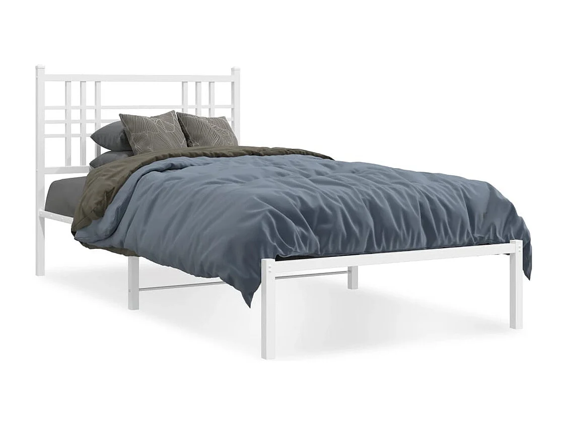 Estrutura de cama em metal com cabeceira 107x203 cm branco