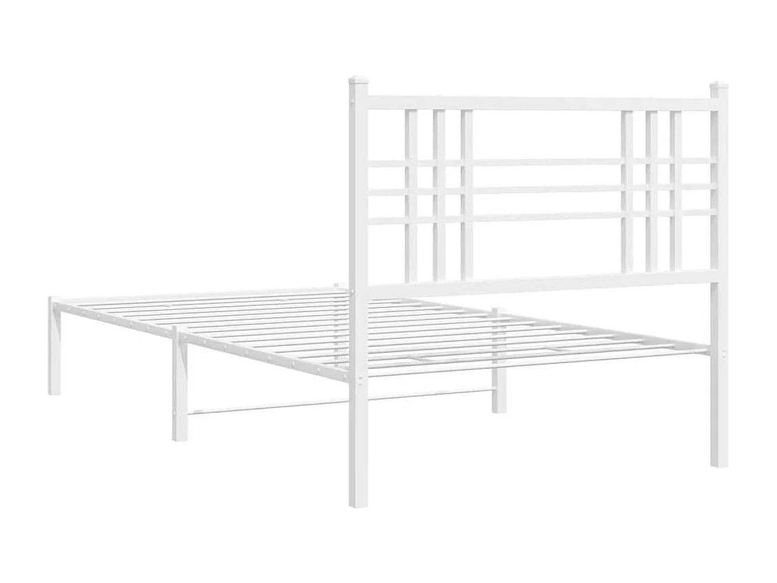 Cadre de lit métal sans matelas et tête de lit blanc 107x203 cm