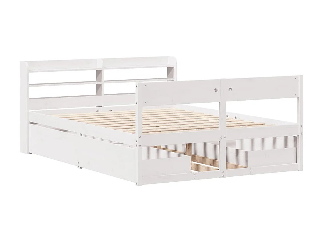 Letto senza Materasso Bianco 135x190 cm Legno Massello di Pino