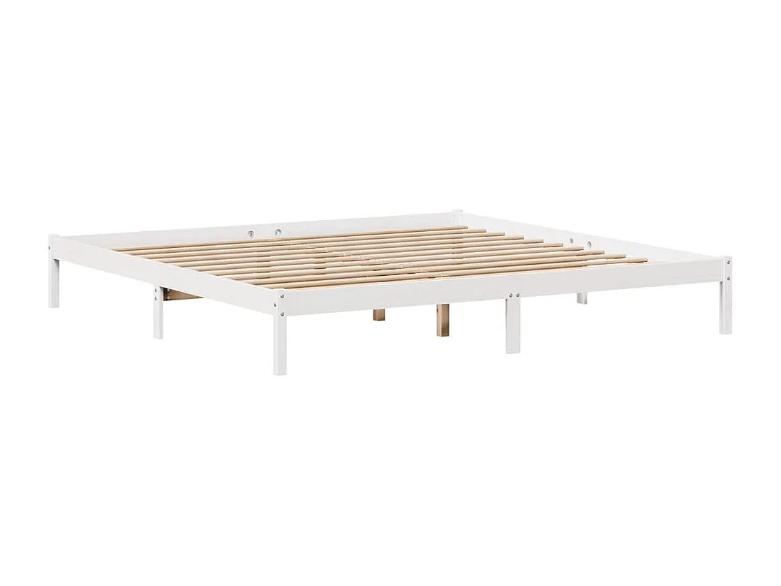 Lit bibliothèque sans matelas blanc 200x200 cm bois pin massif