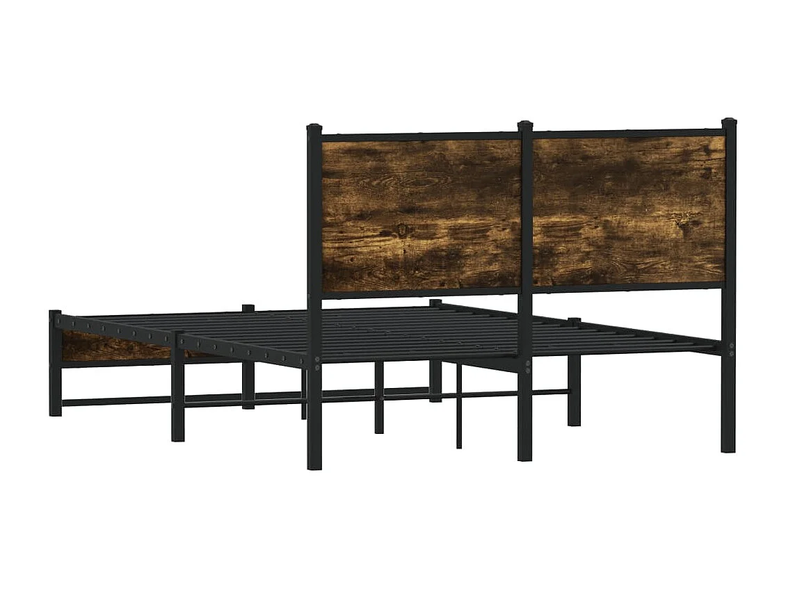 Cadre de lit en métal sans matelas chêne fumé 120x200 cm