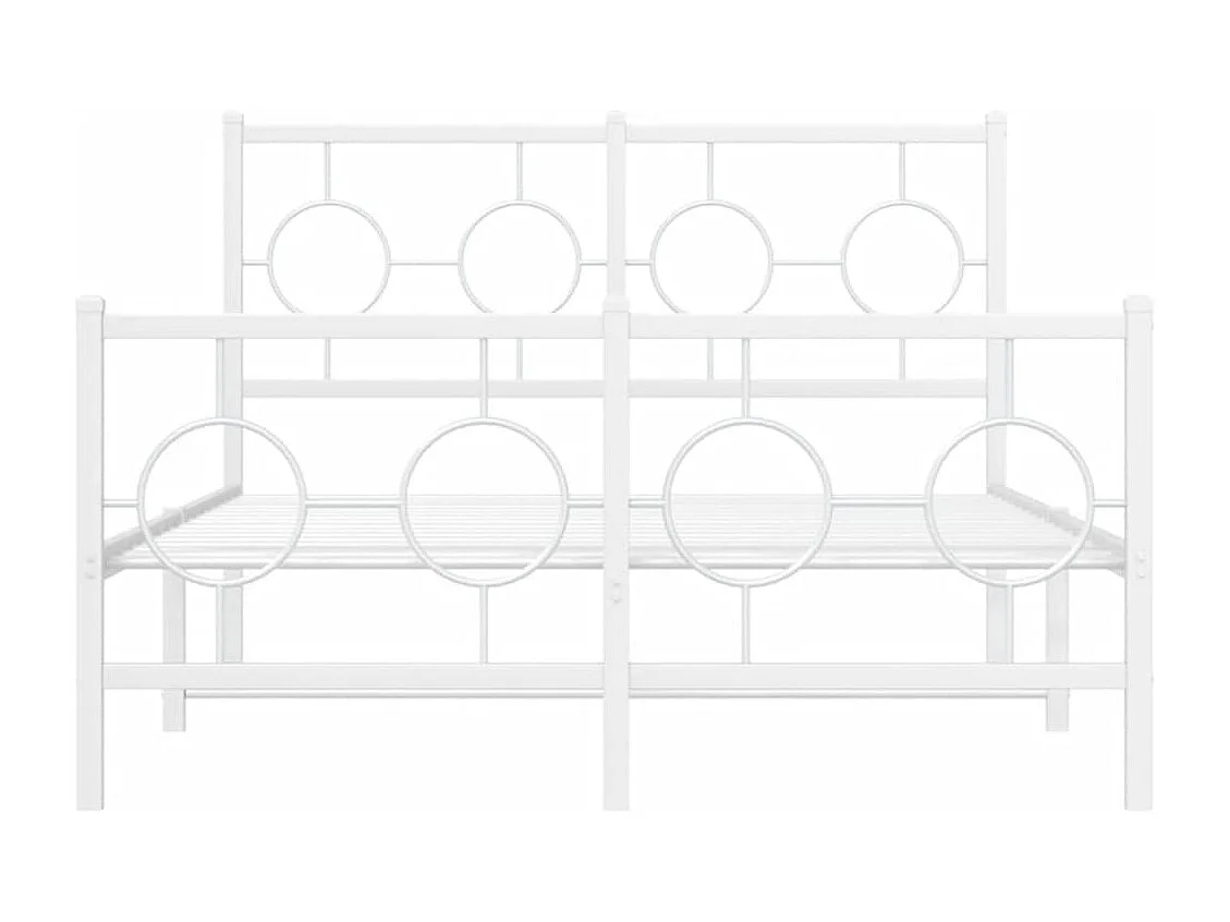 Cadre de lit métal sans matelas et pied de lit blanc 120x190 cm