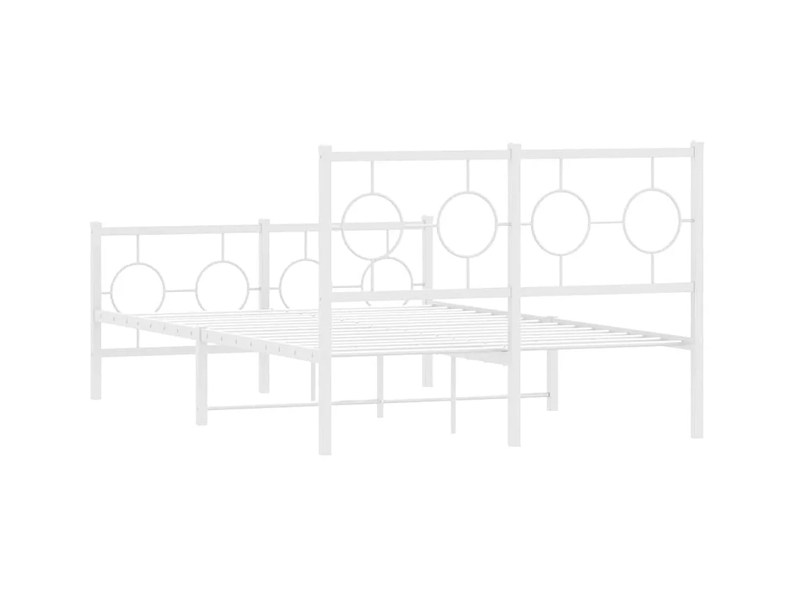 Bedframe met hoofd- en voeteneinde metaal wit 120 x 190 cm