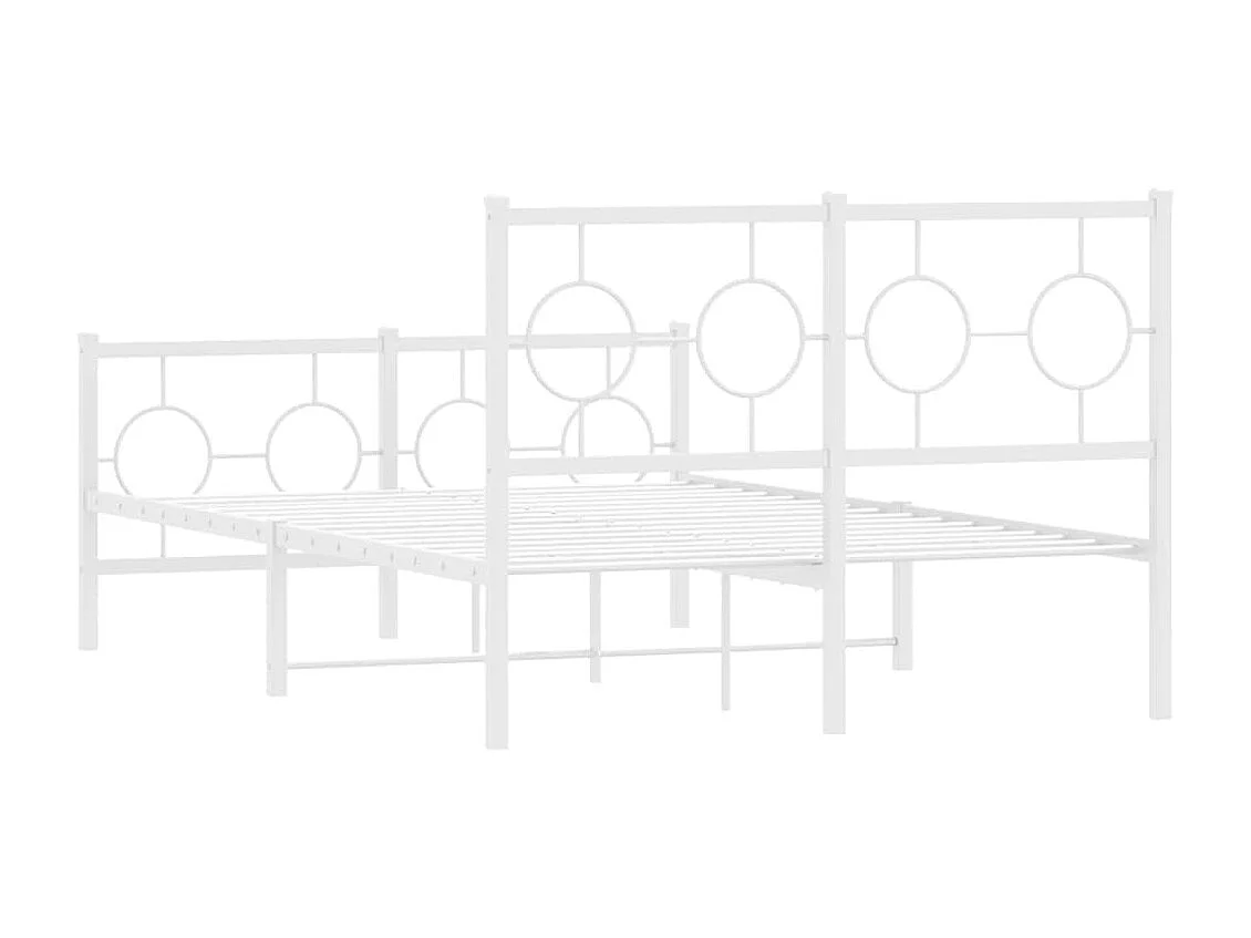 Estrutura de cama com cabeceira e pés 120x190 cm metal branco