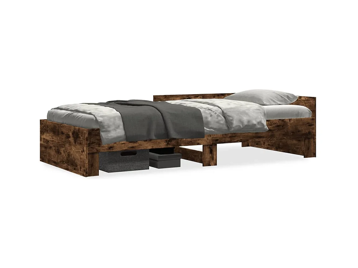 Cadre de lit sans matelas chêne fumé 90x200cm bois d'ingénierie