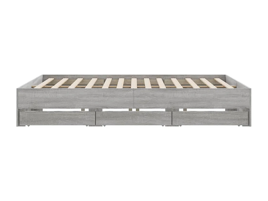 Cadre de lit avec tiroirs sans matelas sonoma gris 160x200 cm