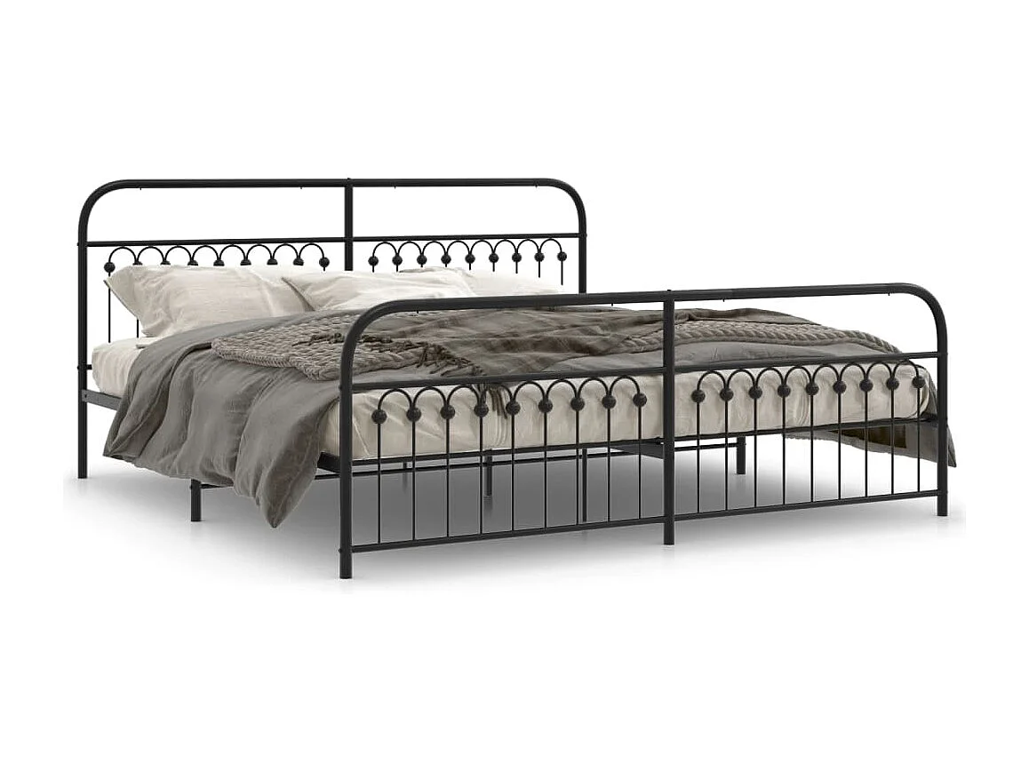 Estrutura de cama com cabeceira e pés 193x203 cm metal preto