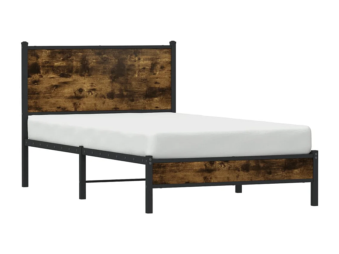 Estrutura de cama sem colchão 107x203 cm metal carvalho fumado