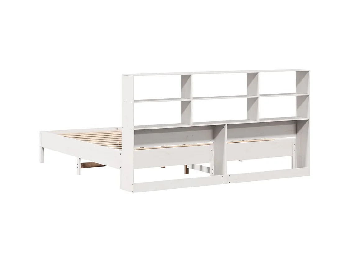 Lit bibliothèque sans matelas blanc 180x200 cm bois pin massif