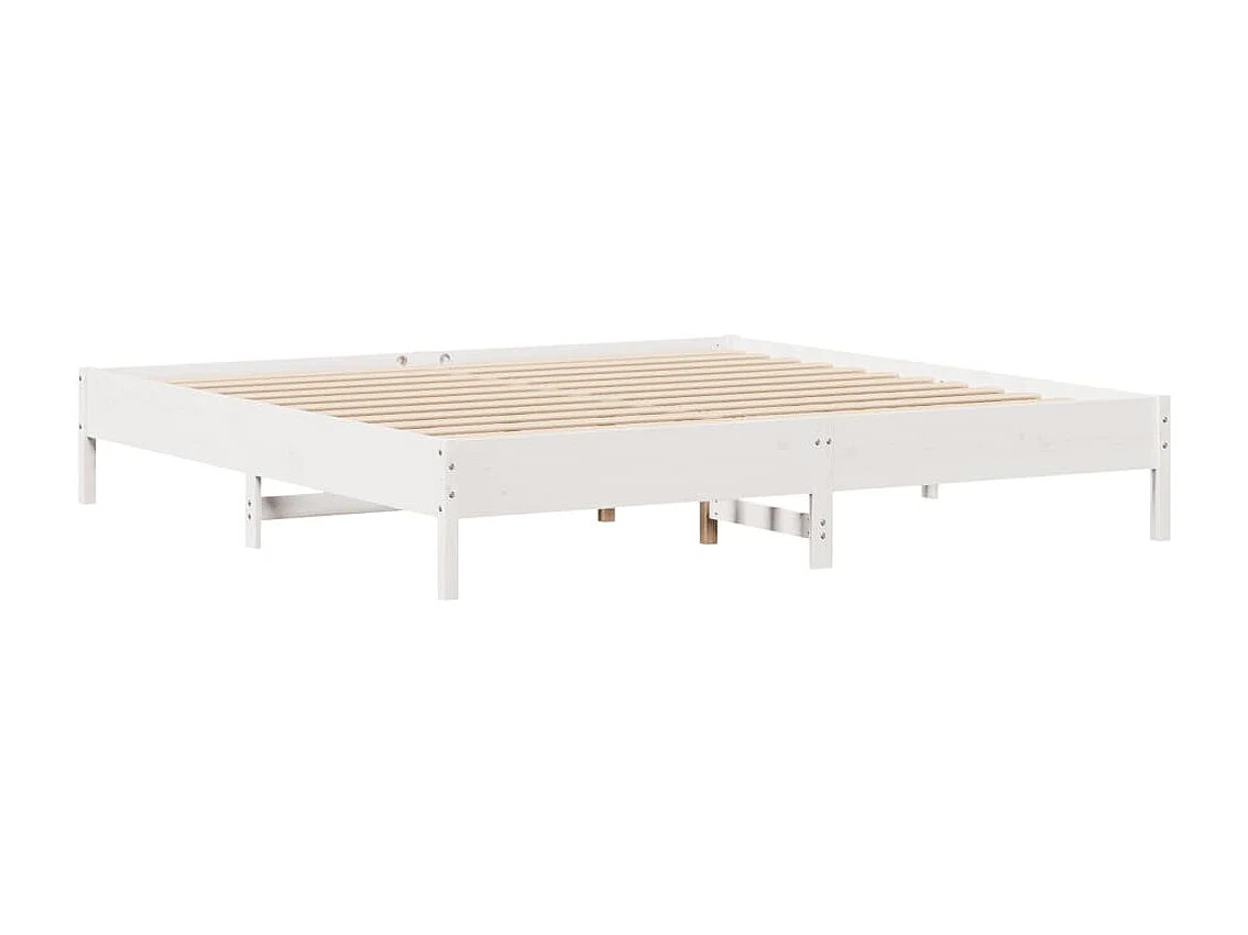 Lit bibliothèque sans matelas blanc 180x200 cm bois pin massif