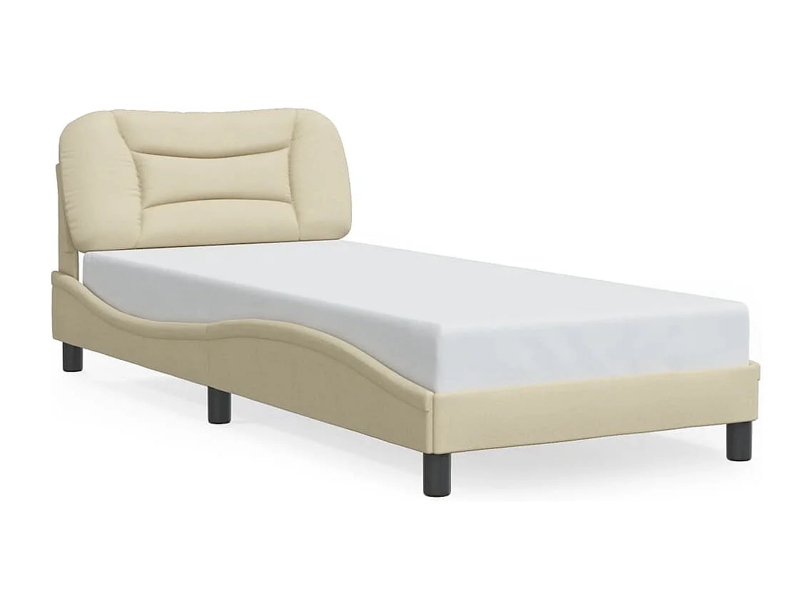 Cadre de lit sans matelas crème 90x200 cm tissu