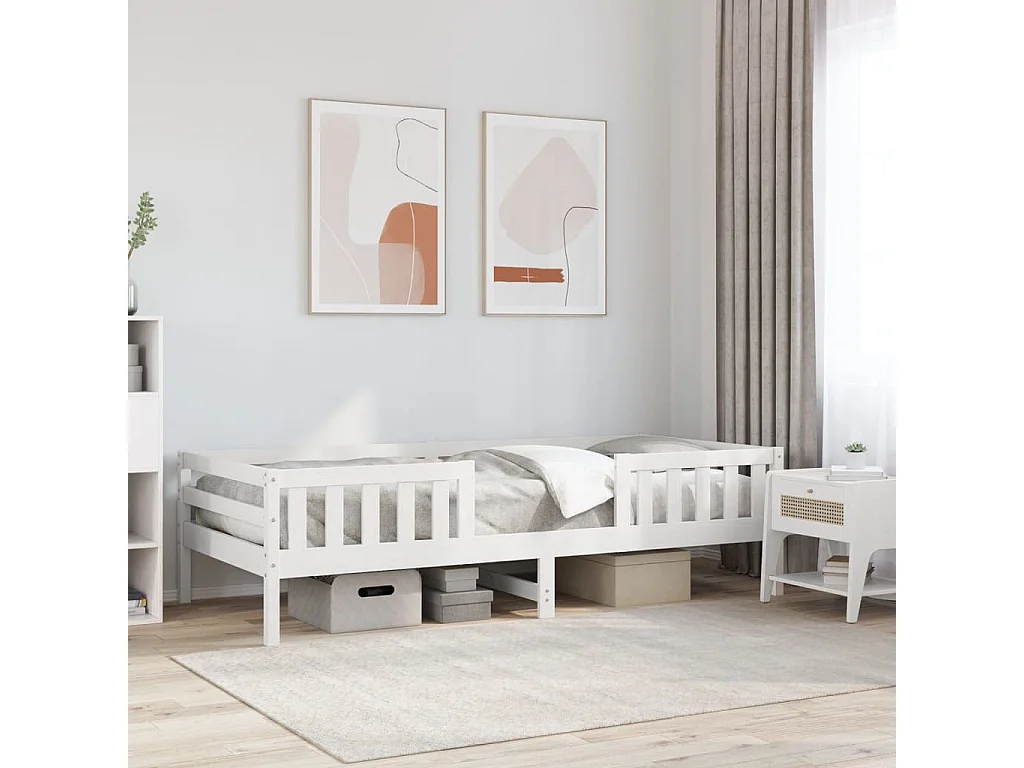Cadre de lit sans matelas blanc 80x200 cm bois massif de pin