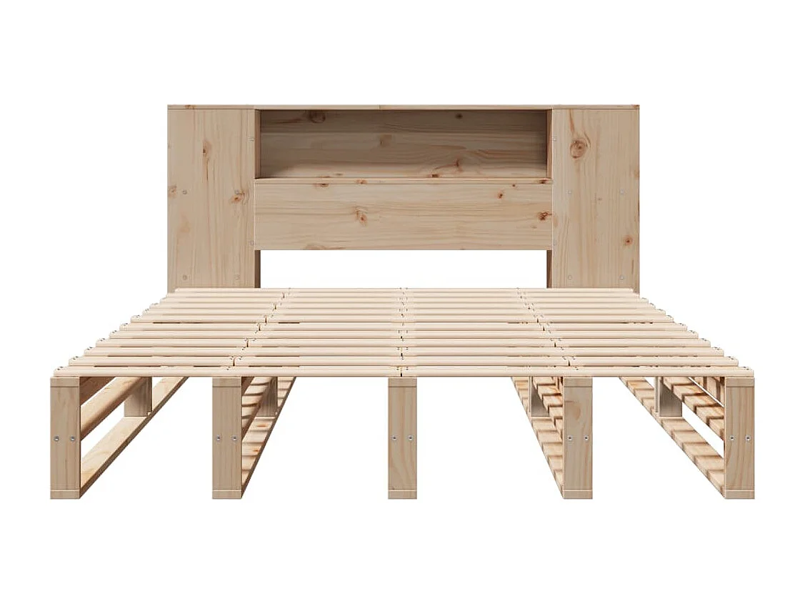 Lit bibliothèque sans matelas 140x190 cm bois massif