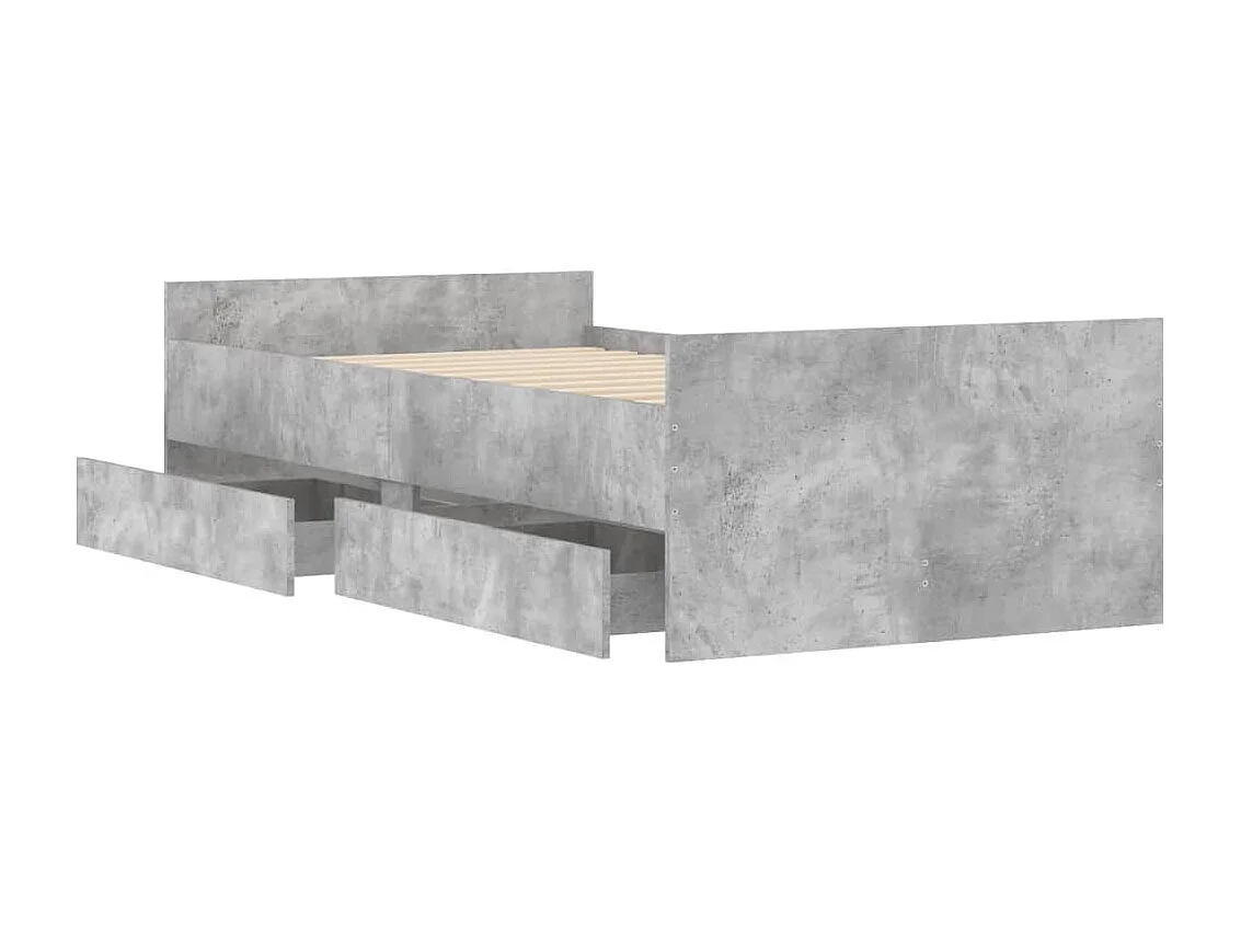 Cadre de lit sans matelas gris béton 75x190 cm
