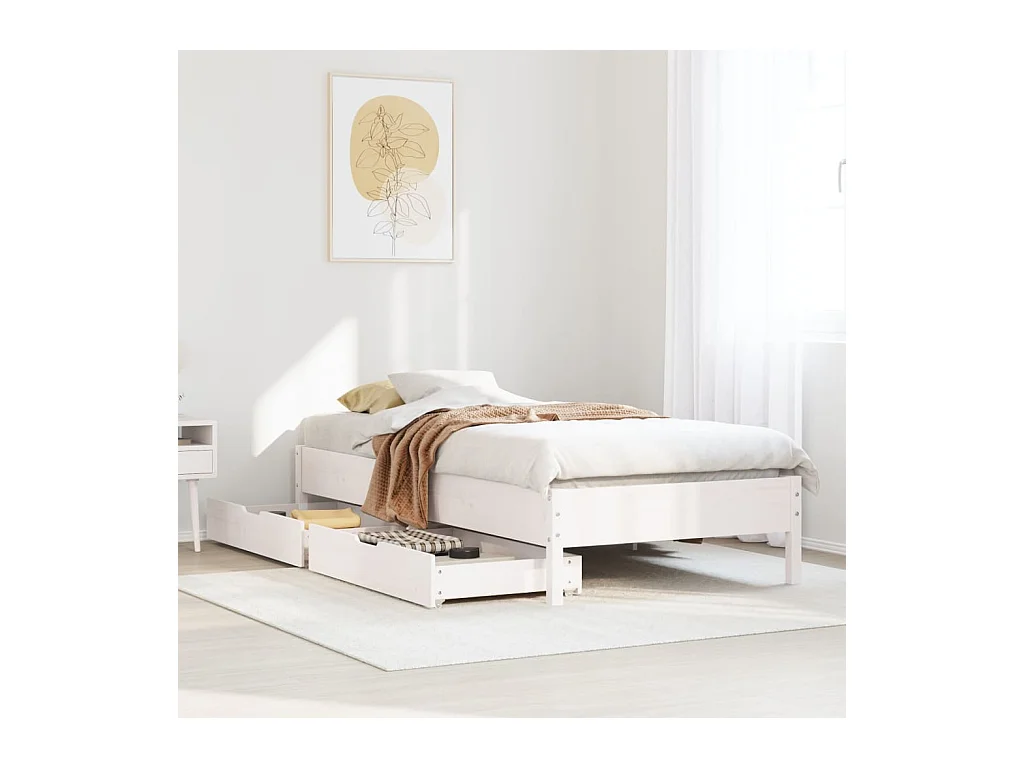 Letto senza Materasso Bianco 90x200 cm Legno Massello di Pino