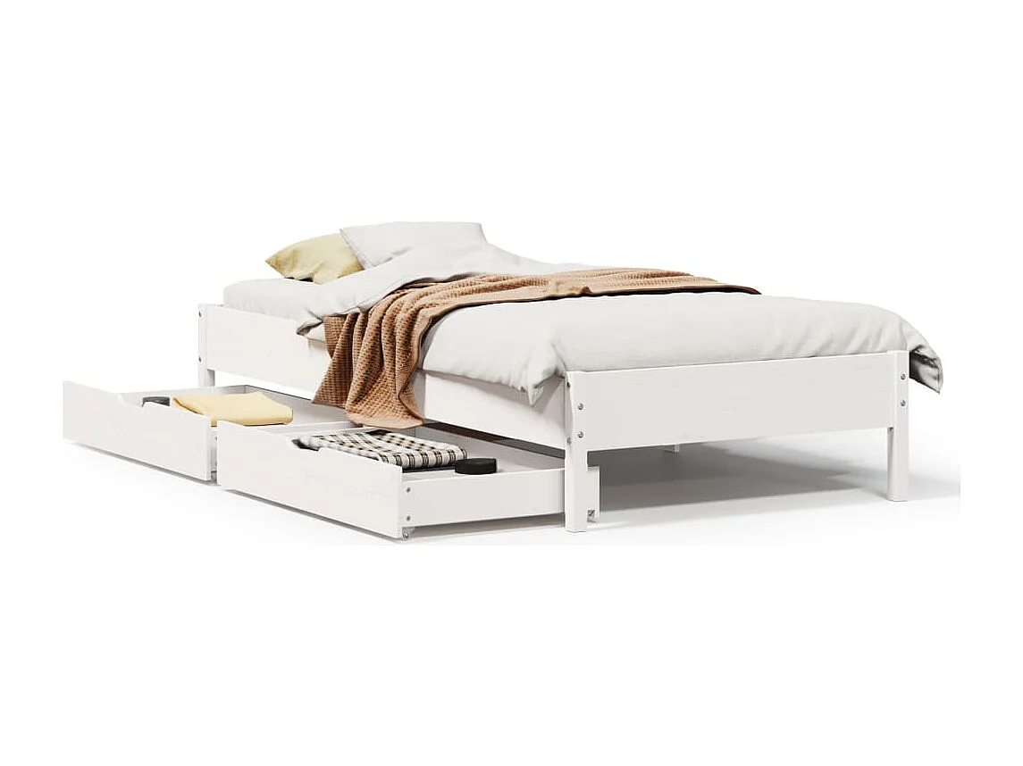 Bedframe zonder matras massief grenenhout wit 90x200 cm