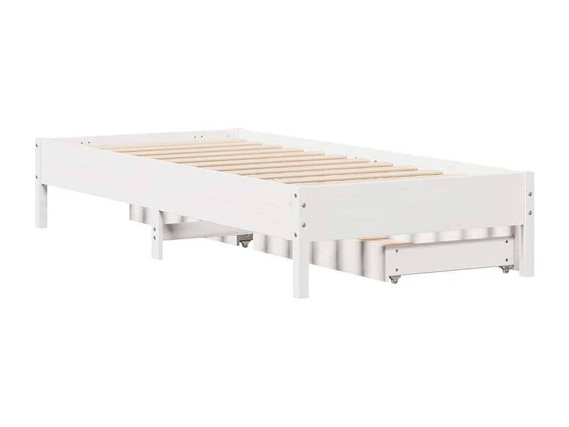 Bedframe zonder matras massief grenenhout wit 90x200 cm