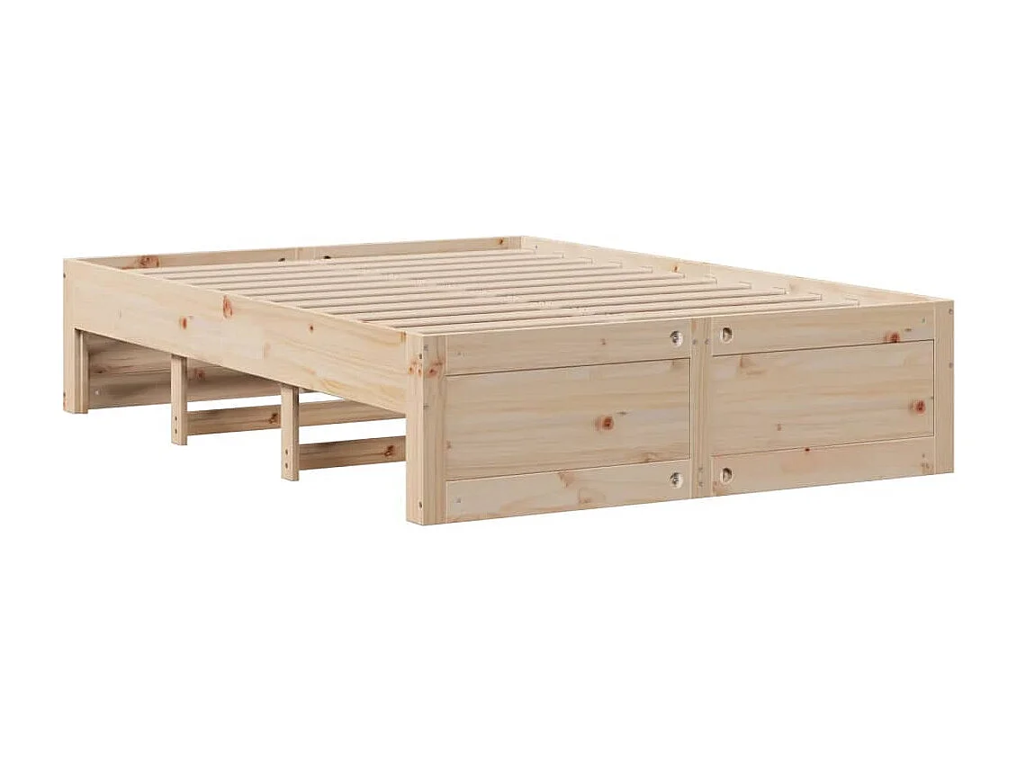 Lit bibliothèque sans matelas 150x200 cm bois massif de pin