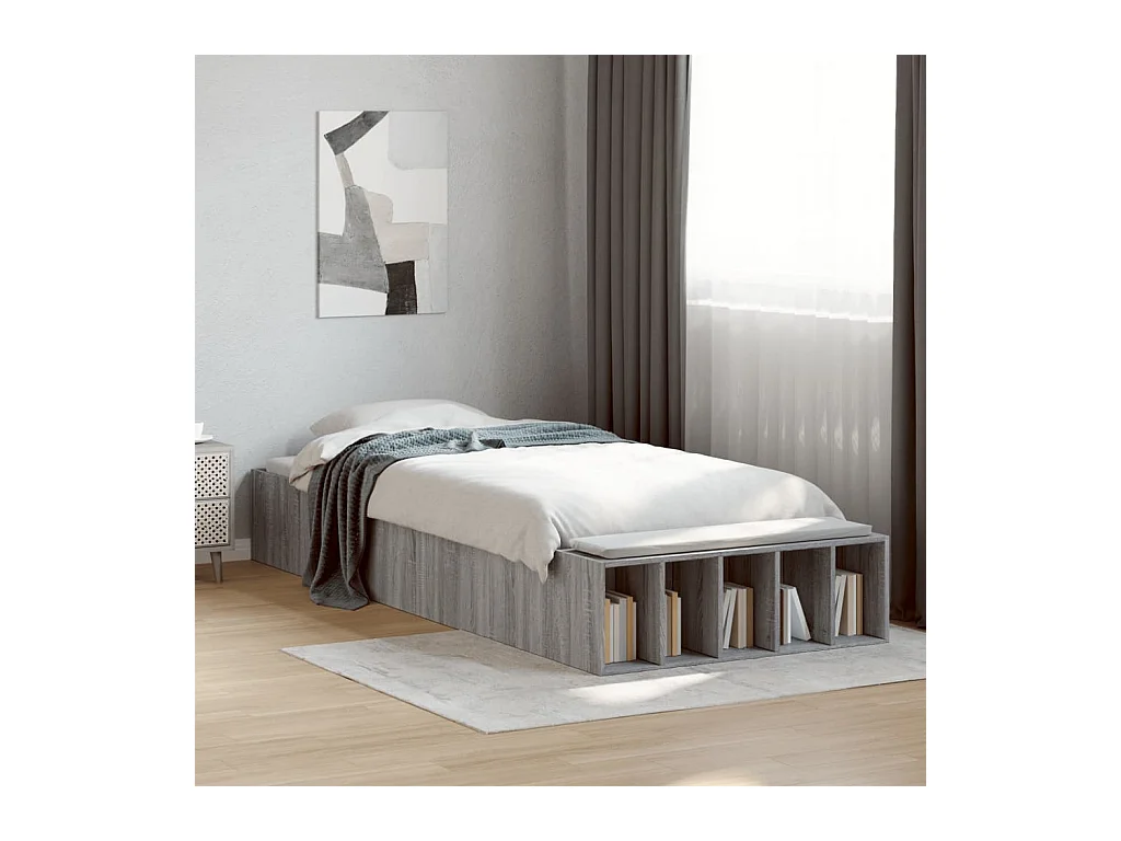 Cadre de lit sans matelas sonoma gris 75x190 cm