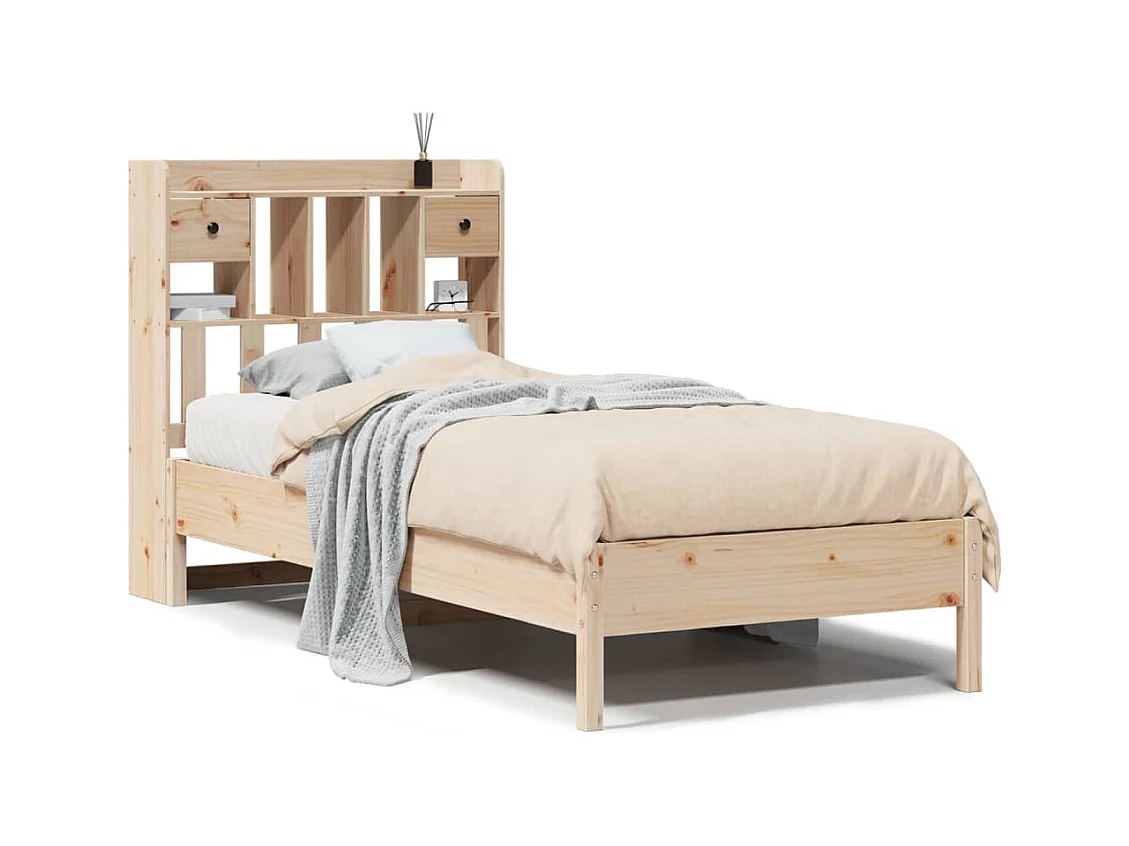 Lit bibliothèque sans matelas 90x200 cm bois de pin massif