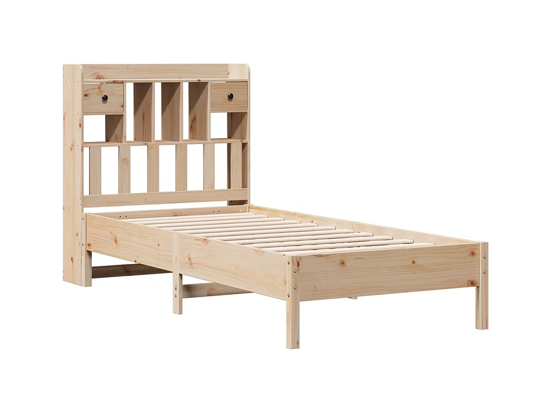 Lit bibliothèque sans matelas 90x200 cm bois de pin massif