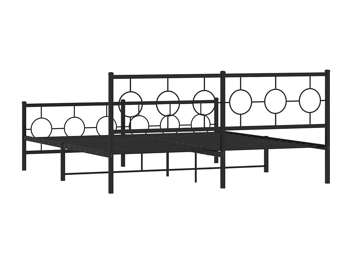 Giroletto con Testiera e Pediera Metallo Nero 183x213 cm