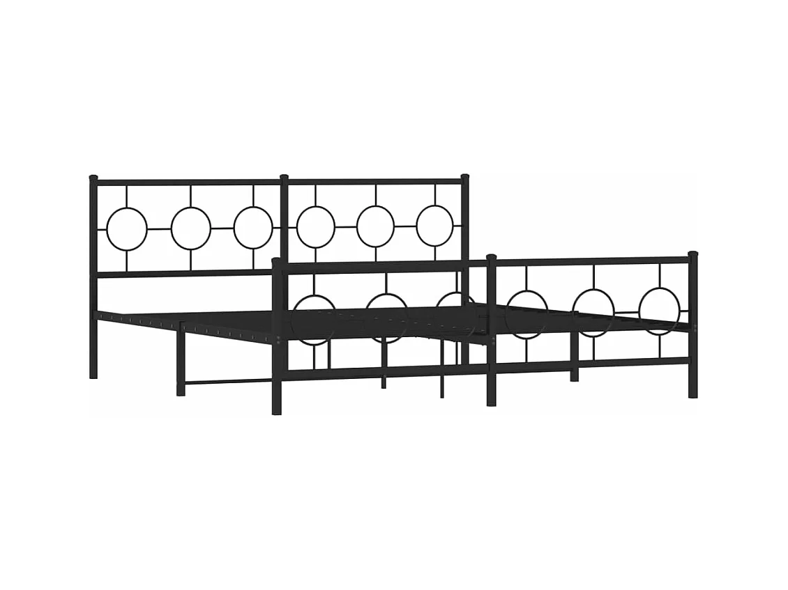 Cadre de lit métal sans matelas avec pied de lit noir 183x213cm