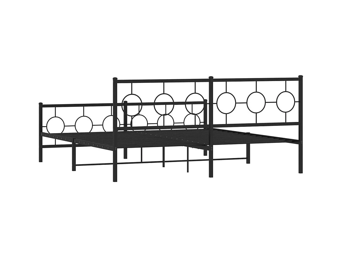 Cadre de lit métal sans matelas avec pied de lit noir 183x213cm