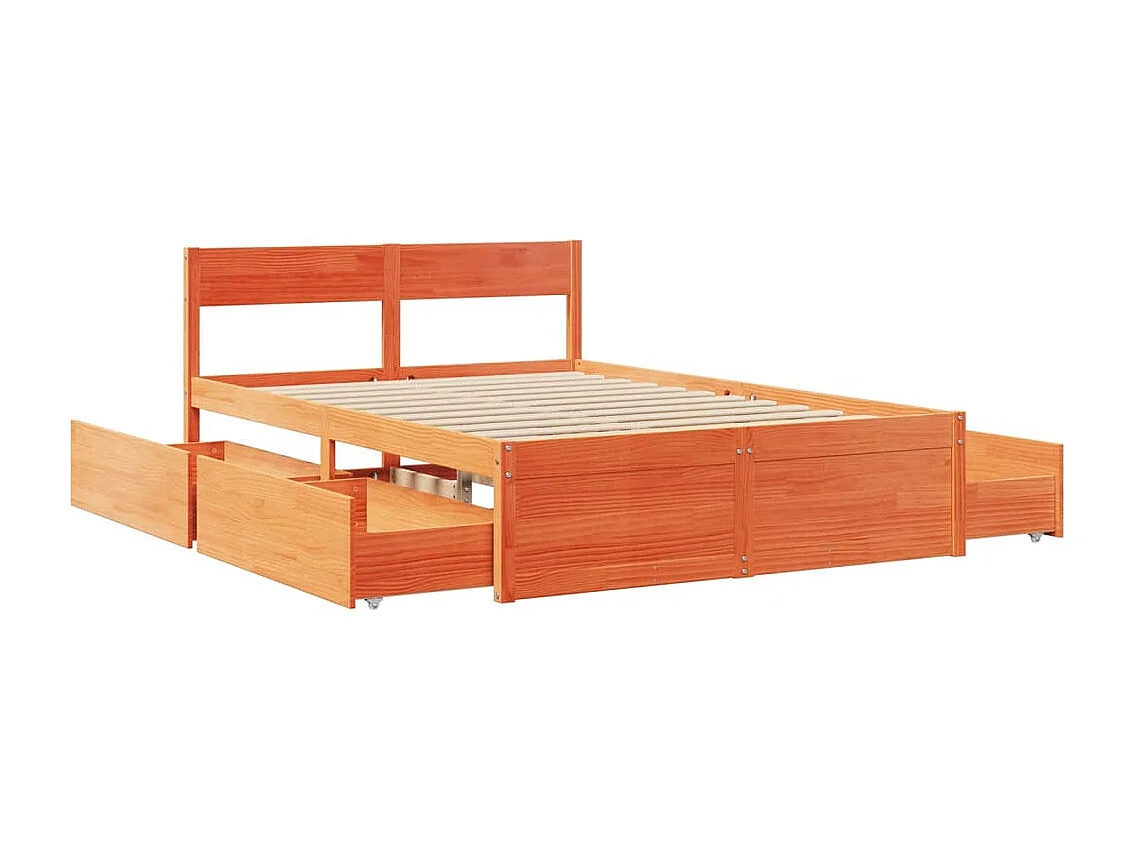 Cadre de lit sans matelas cire marron 120x200cm bois pin massif
