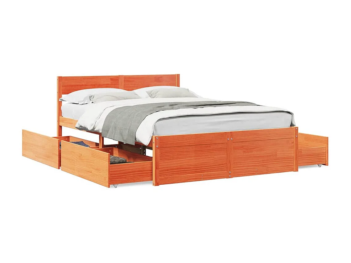 Bedframe zonder matras massief grenenhout wasbruin 120x200 cm