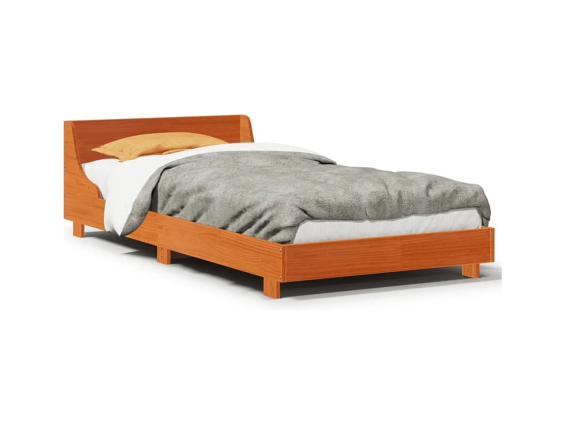 Bedframe zonder matras massief grenenhout wasbruin 100x200 cm