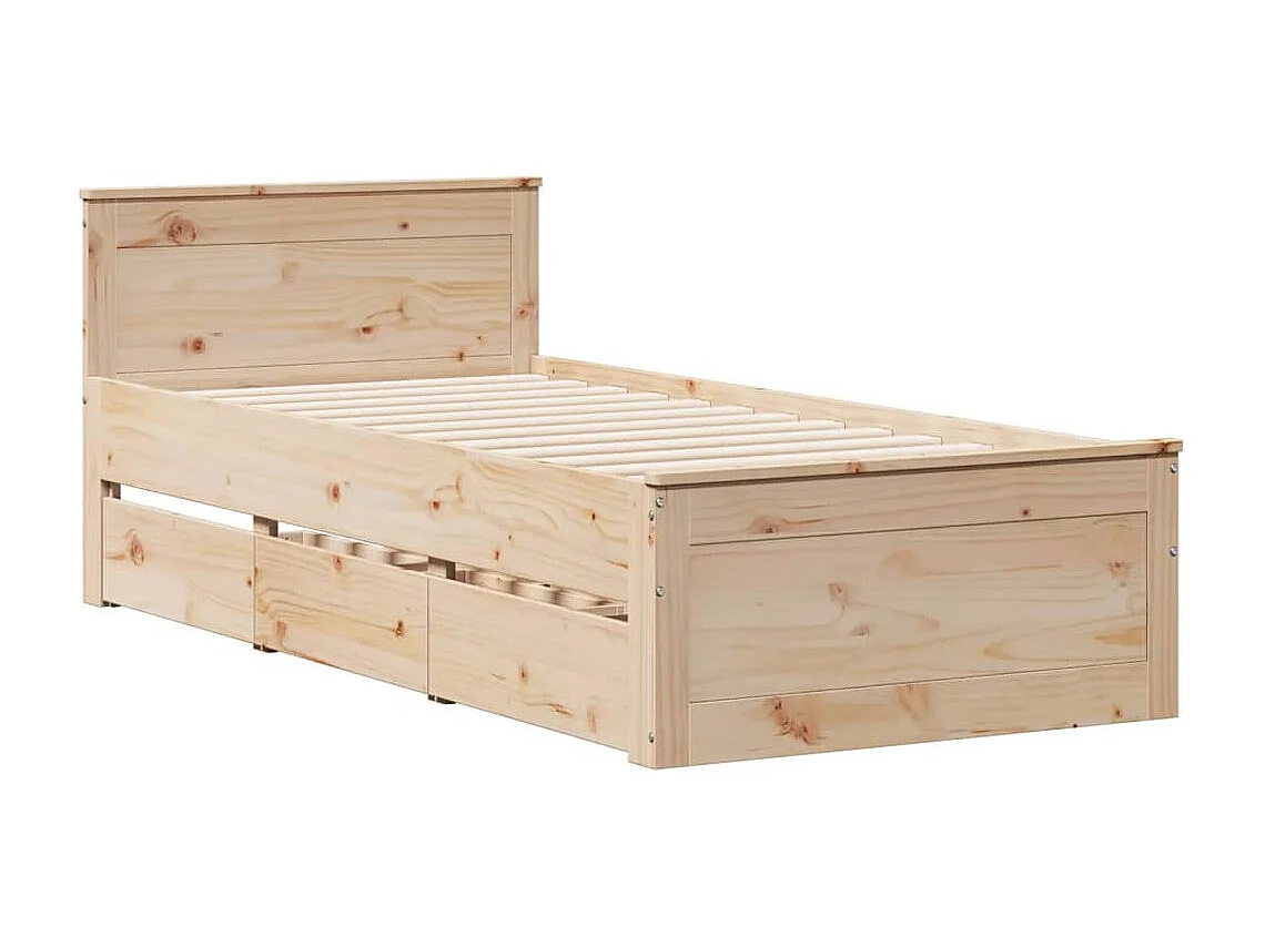 Cadre de lit sans matelas avec tête de lit 100x200 cm bois pin