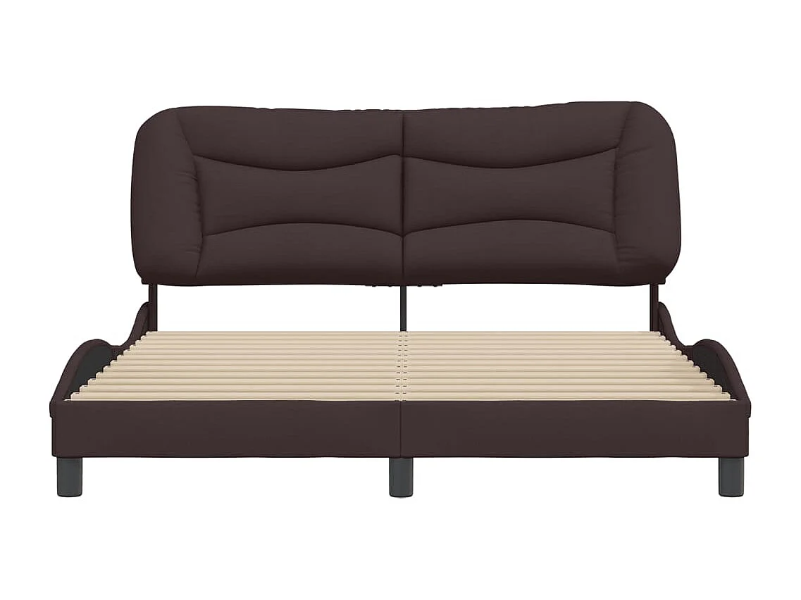 Cadre de lit sans matelas marron foncé 160x200 cm tissu