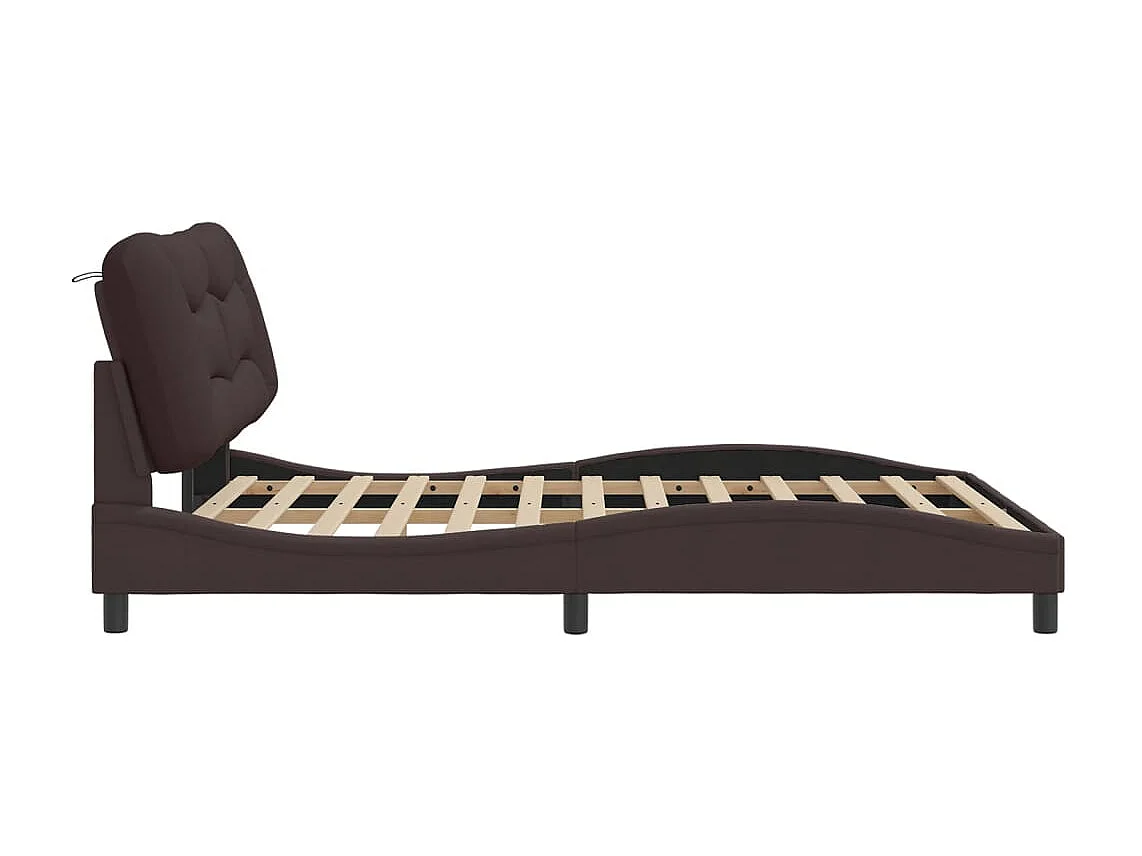 Cadre de lit sans matelas marron foncé 160x200 cm tissu