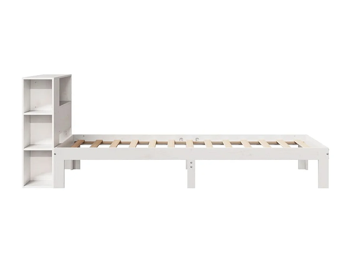 Lit bibliothèque sans matelas blanc 100x200 cm bois pin massif