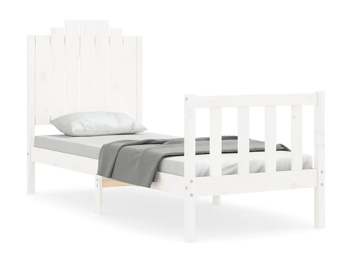 Cadre de lit sans matelas blanc bois de pin massif
