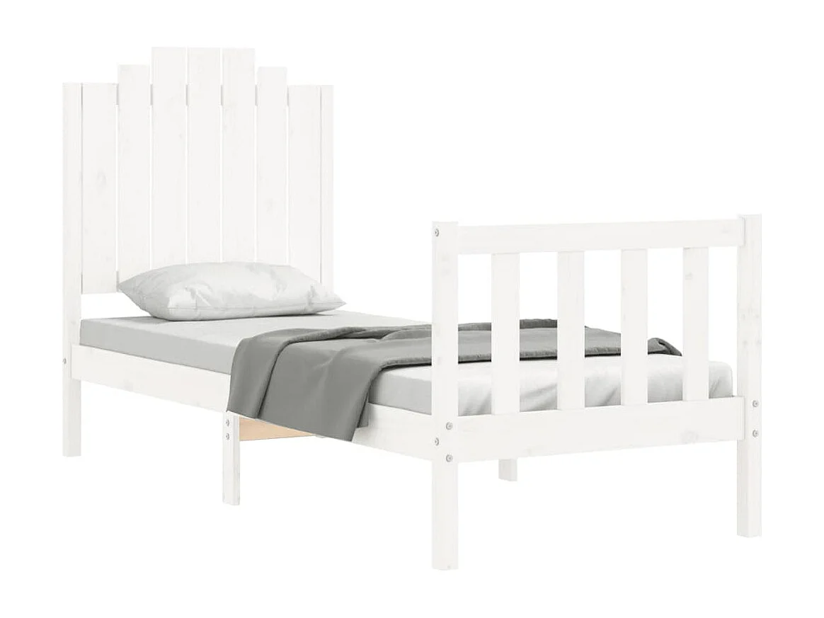 Cadre de lit sans matelas blanc bois de pin massif