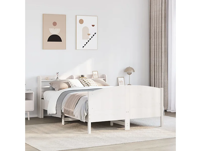 Cadre de lit sans matelas blanc 140x190 cm bois de pin massif