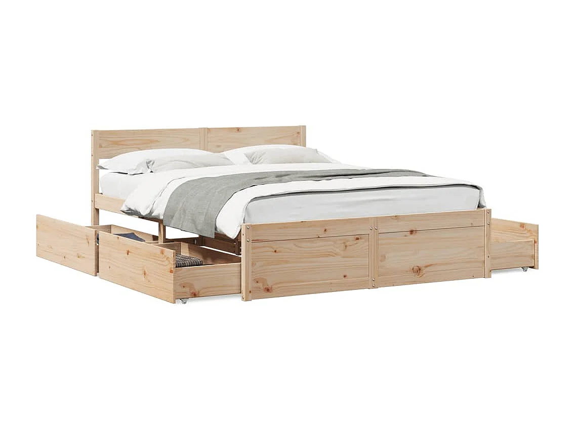 Cadre de lit sans matelas 160x200 cm bois massif de pin