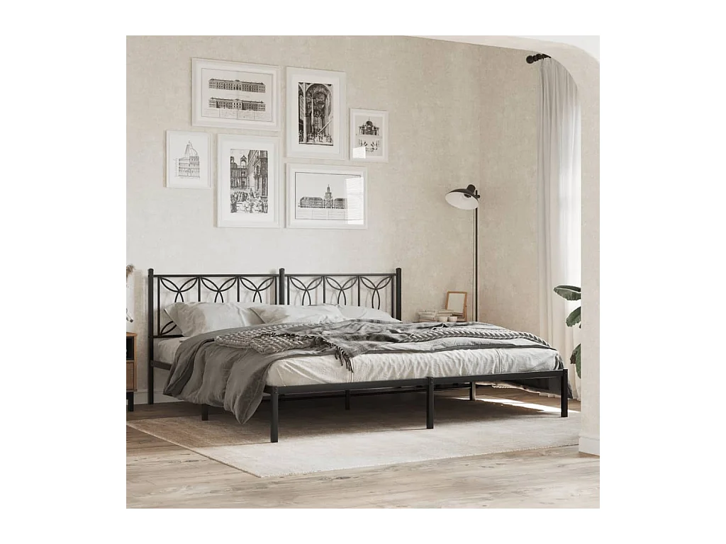 Giroletto con Testiera in Metallo Nero 193x203 cm