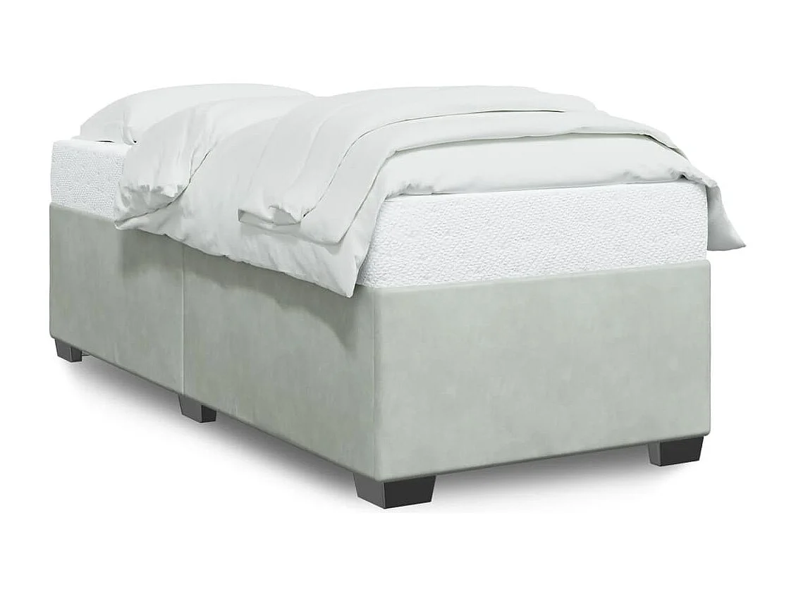 Cadre de lit sans matelas gris clair 100x200 cm velours
