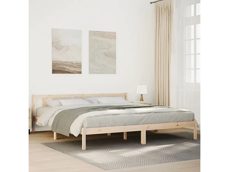 Letto Extra Lungo senza Materasso 200x220 cm in Legno di Pino