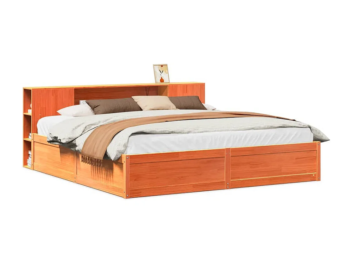 Cadre de lit sans matelas cire marron 180x200cm bois pin massif