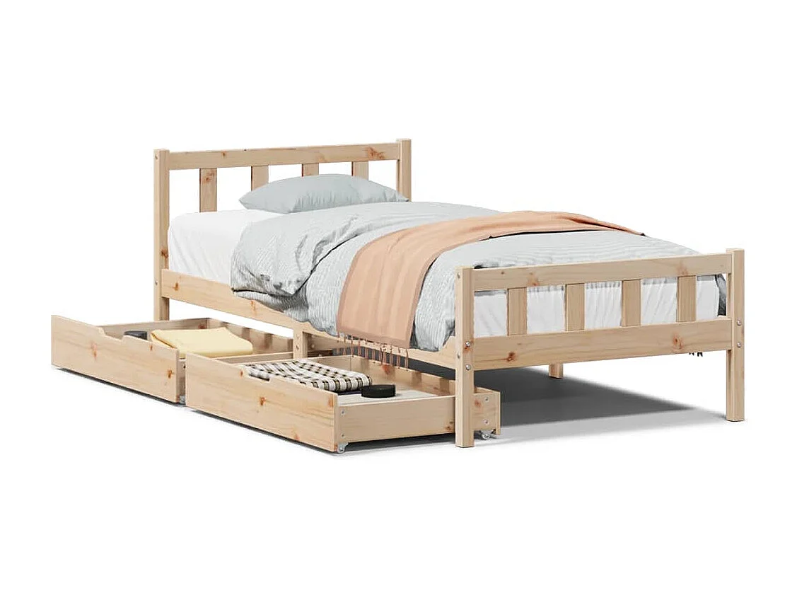 Cadre de lit sans matelas 75x190 cm bois de pin massif