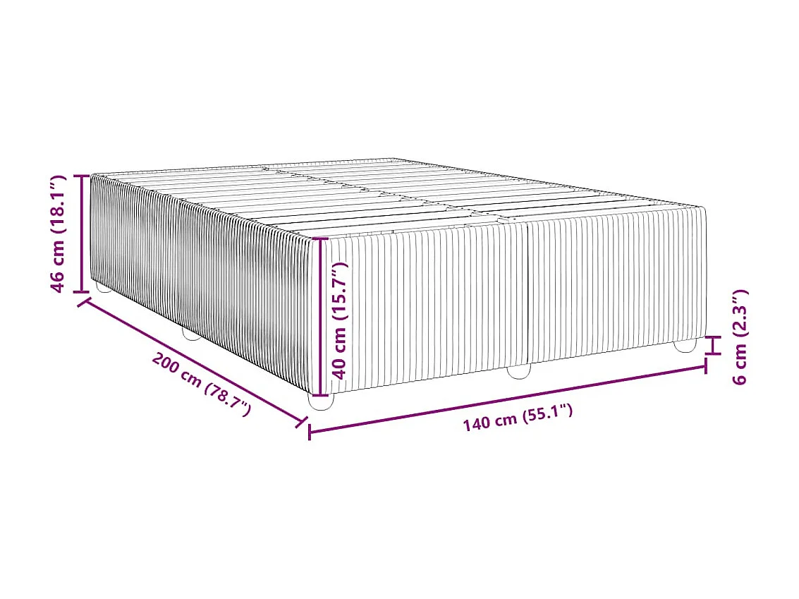 Cadre de lit sans matelas noir 140x200 cm velours