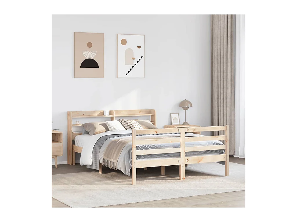 Giroletto con Testiera 140x190 cm in Legno Massello di Pino