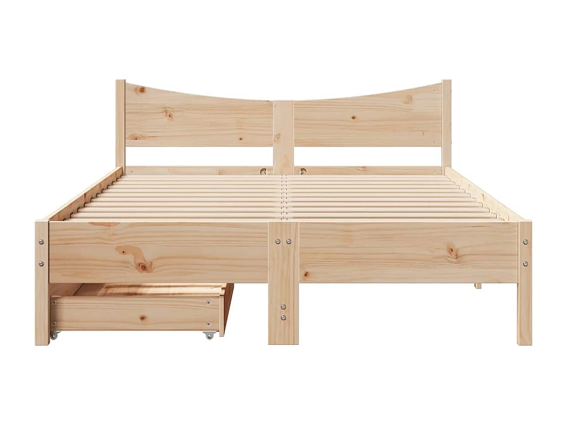 Cadre de lit avec tiroirs 160x200 cm bois massif de pin