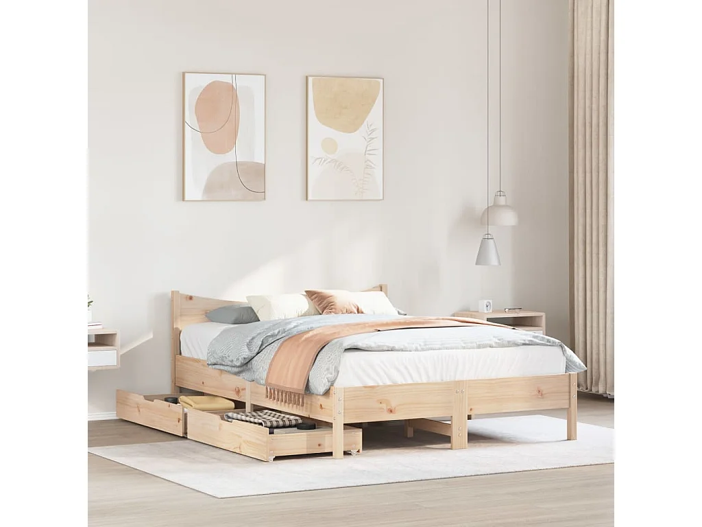 Estructura de cama con cajones madera maciza de pino 160x200 cm