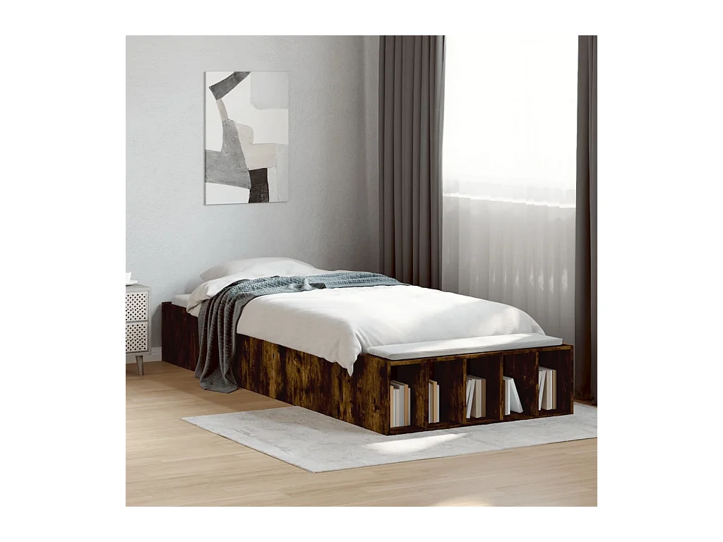 Cadre de lit sans matelas chêne fumé 100x200 cm